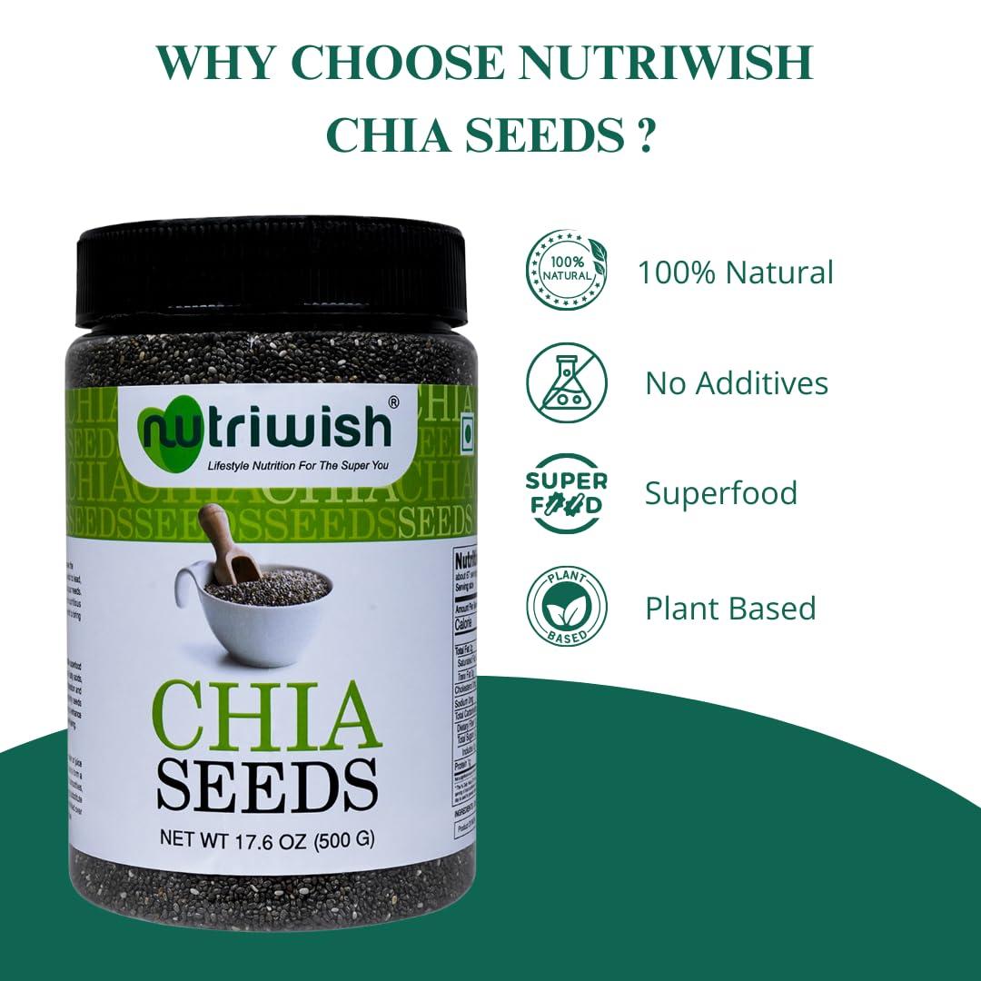 Nutriwish Nutriwish Premium Chia Seeds 500 gm | - Omega-3 and Fiber Rich Superfood
