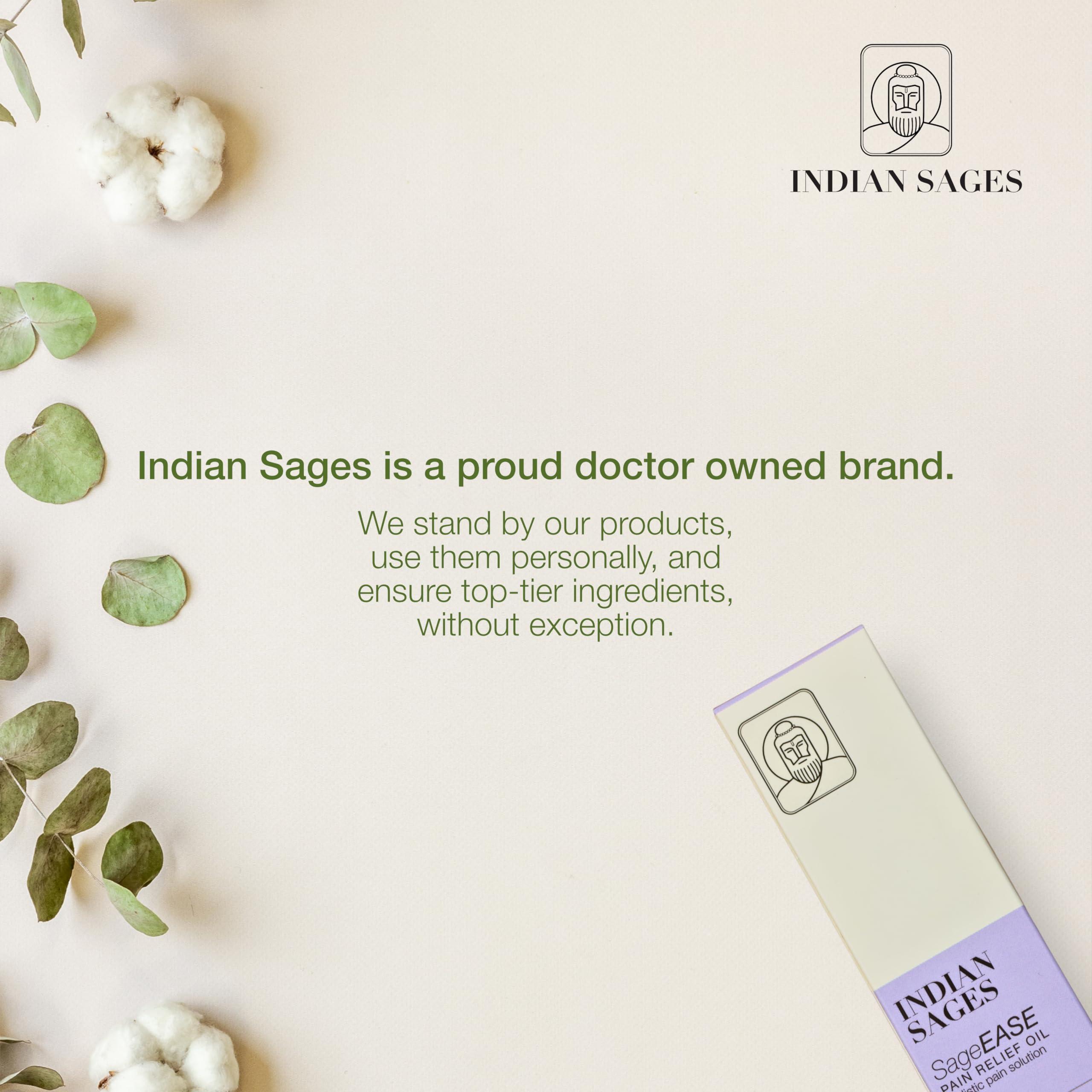 Indian Sages Indian Sages SageEASE Joint Pain Relief Oils - Ayurvedic Pain Oil for Joints, Knees, Back and Arthritis | Highly Effective for Pre And Postnatal Muscle Spasms | Organic | Made In India | 50ml