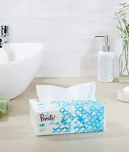 Presto! Amazon Brand - Presto! 2 Ply Facial Tissue Soft Pack - 200 Pulls (Pack of 6) & Amazon Brand - Presto! 2 Ply Kitchen Tissue/Towel Paper Roll - 6 Rolls (60 Pulls Per Roll)