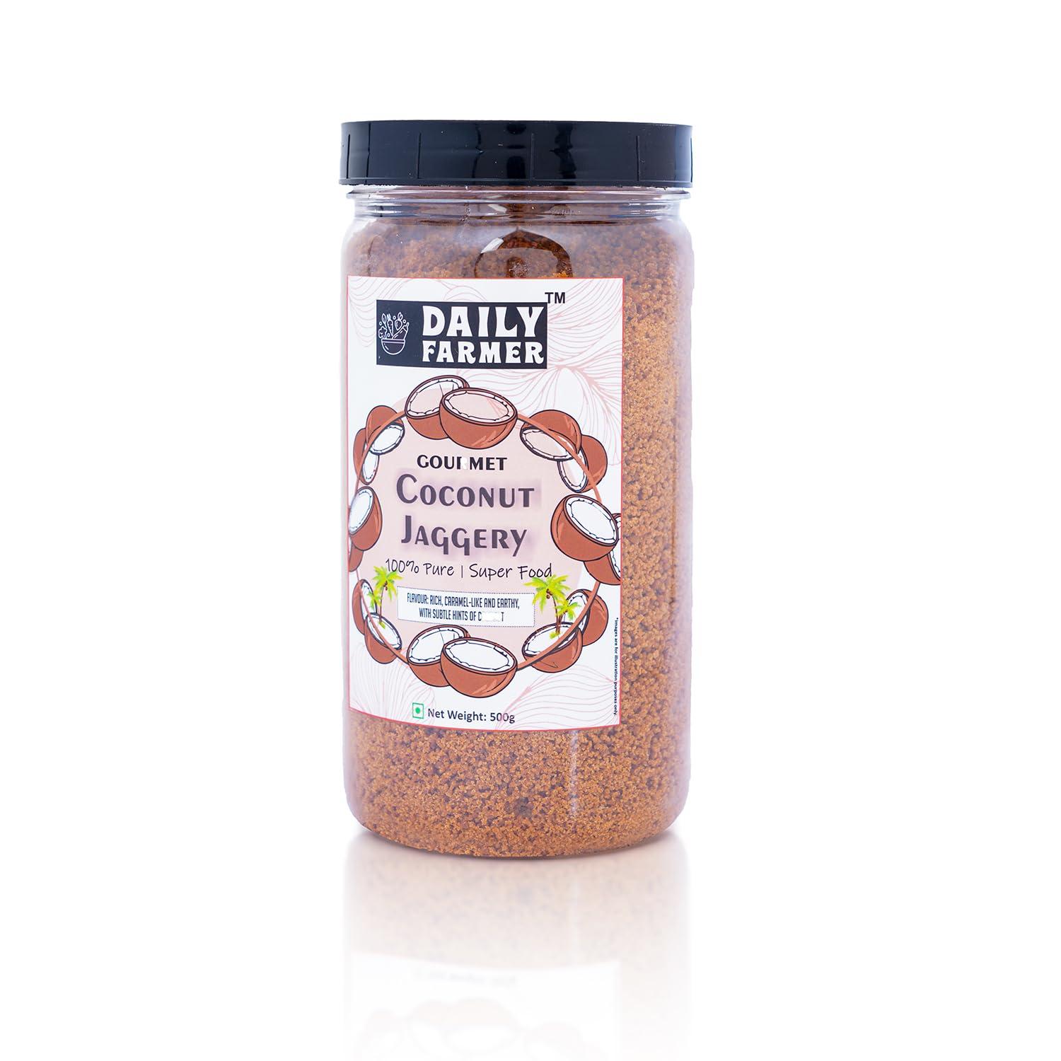DAILY FARMER Daily Farmer Coconut Jaggery Sugar Powder [ Low GI | Nutrient Rich | Natural Sweetener | Gourmet ] 500g