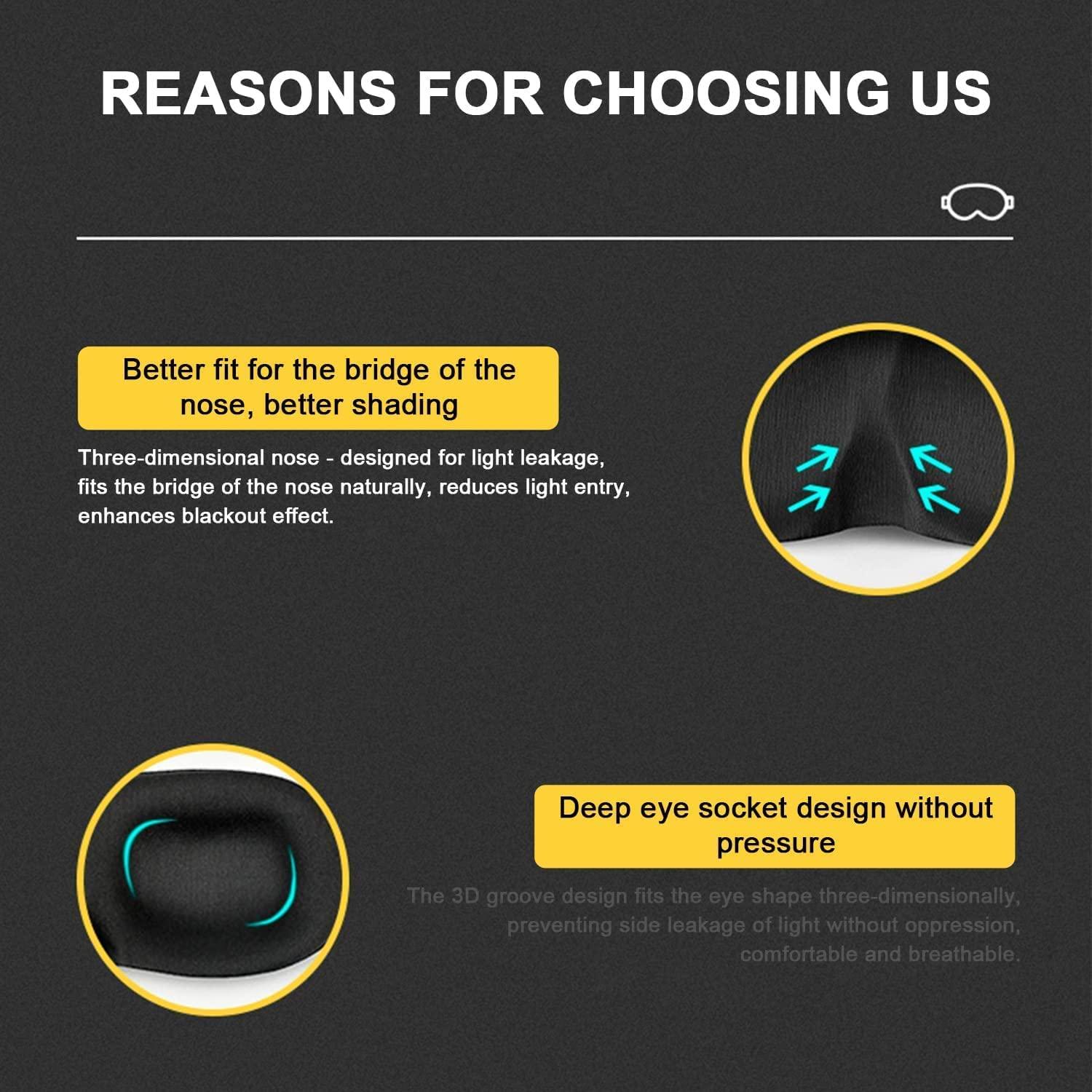 VALKYRIE VALKYRIE Sleep Eye Mask, 3D Contoured 100% Blackout Eye Mask, Sleep Mask with Adjustable Strap, Soft and Comfortable Night Blindfold for Women Men, Shift Work, Travel, Black ,Polyester