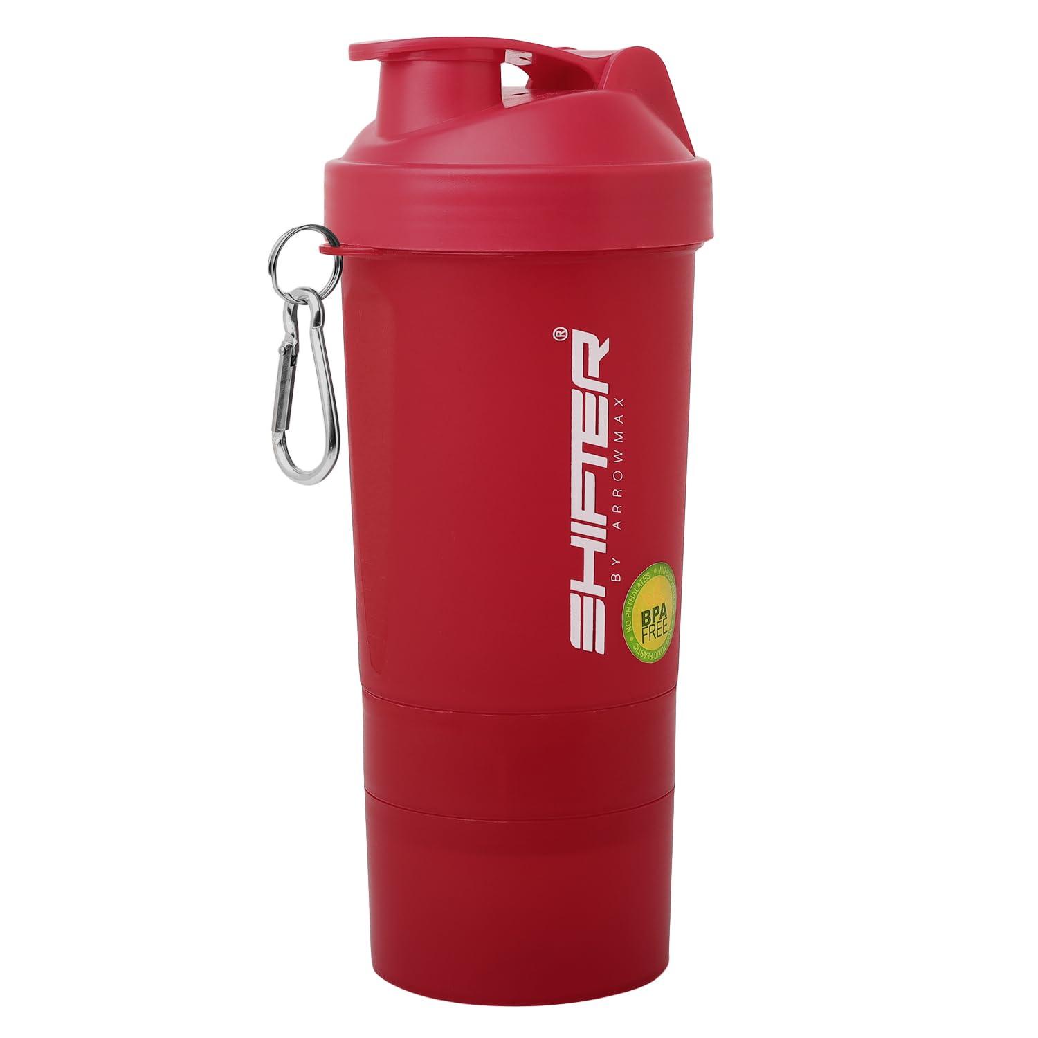 SHIFTER SHIFTER Gym Shaker for Protein Shake Leakproof Shaker Bottles for Protein, Preworkout and Bcaa Shake, Protein Shaker Bottle for Gym Gym Bottle for Men and Women BPA-Free 700ML (RED)
