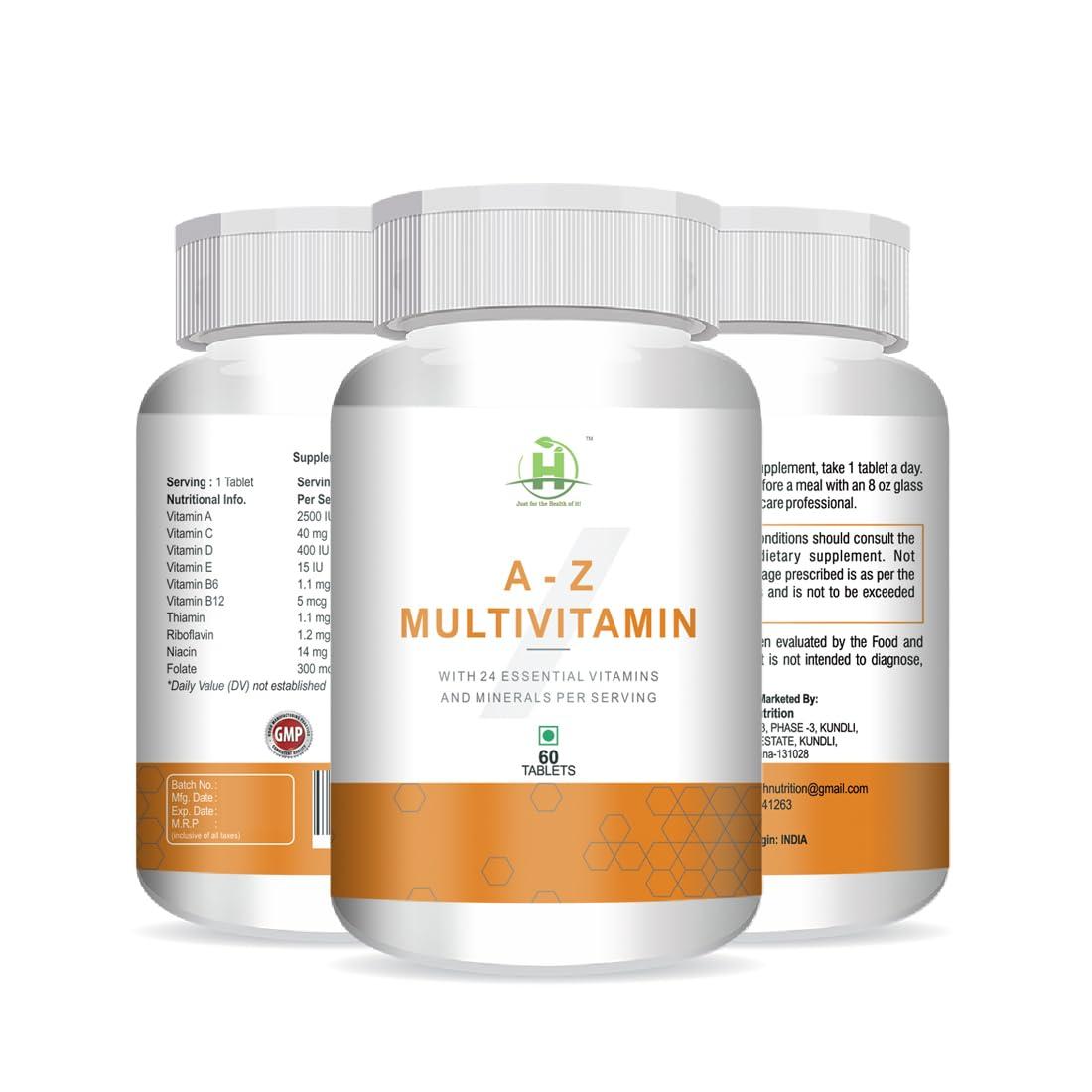 Healthy Nutrition - Just for the Health of it Healthy Nutrition - Just for the Health of it A-Z Multivitamin For Men & Women With 24 Essential Vitamins & Minerals (60 Tablets)
