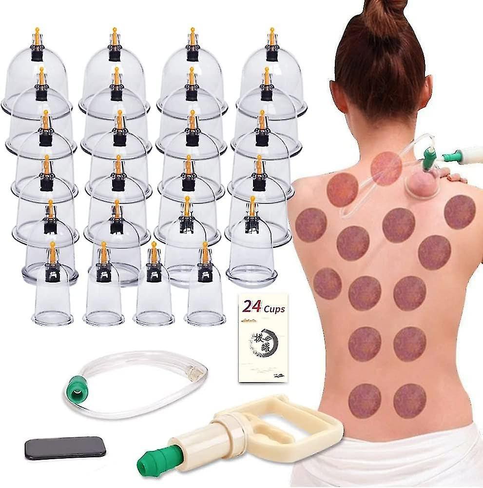 ANCS ANCS Acupressure 24 Vacuum Cups Chinese Medicine Magnet Therapy Cupping Set Acupuncture Manual Massager for Pain Relief Multicolor