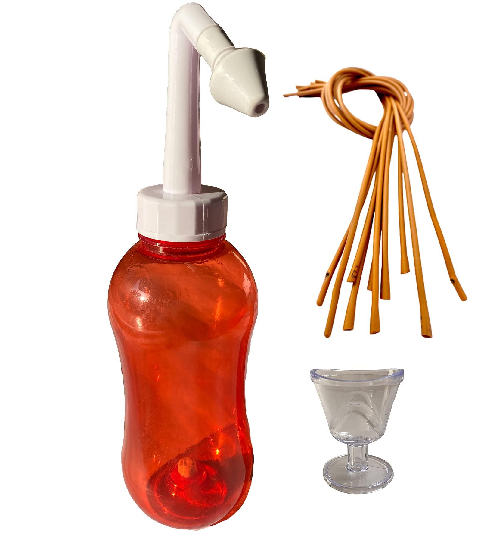 The Yogis The Yogis™ Nasal Wash Jal Neti Bottle (Size - 500ml) Free - 1 rubber Neti+1 Eye Wash Cup [Red]