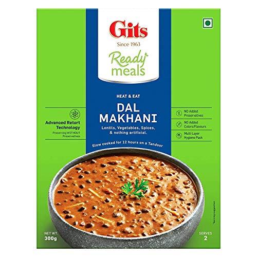 Gits Gits Ready to Eat Dal Combo Pure Veg Heat and Eat Indian Meal 1200g (Dal Makhani 300g X Pack of 2 + Dal Tadka 300g X Pack of 2)