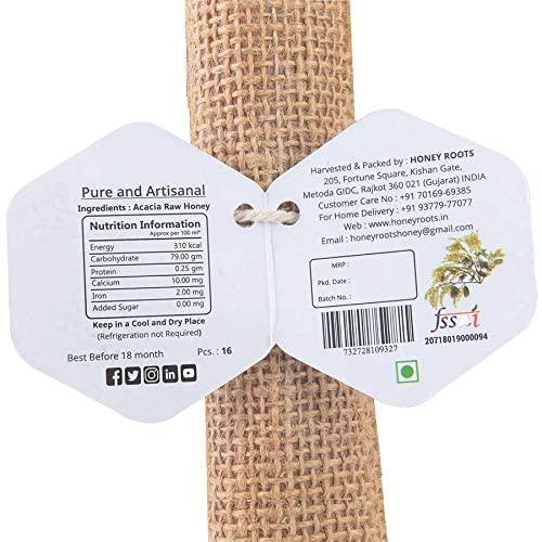 HR HONEY ROOTS HONEY ROOTS Acacia Honey Sticks: Pure, Organic, and Convenient Snack Pack for Kids and Adults - Bundle of 16 Sticks