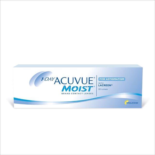 ACUVUE Acuvue 1 Day Moist for Astigmatism (Toric) Contact Lens - Pack of 30 (BC 8.5mm, -3.5 Diopters, Cyl -1.25, Axis 180)