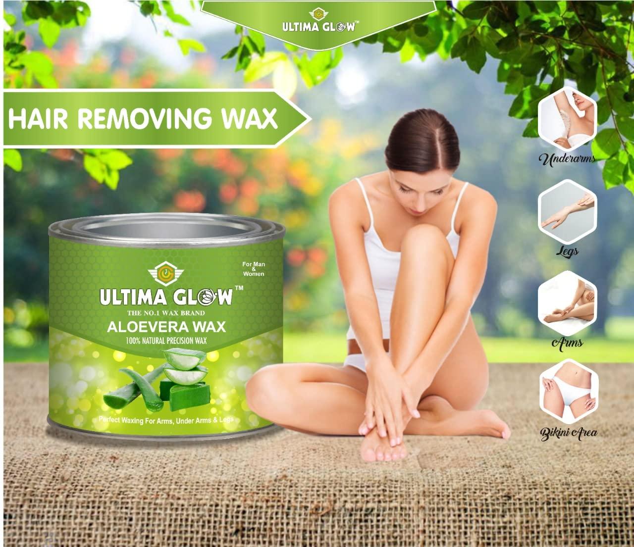 ULTIMA GLOW ULTIMA GLOW aloe Vera strip and stick wax 600 gram wax for all skin wax full body wax Tan Removal, unisex adult