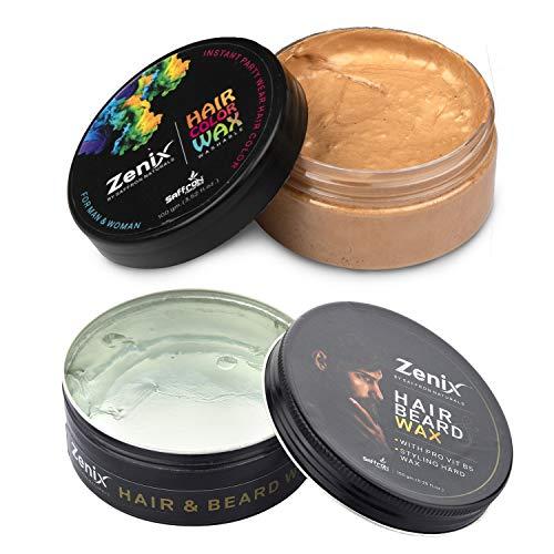 zenix Zenix Combo of Hair and Beard Wax and Temporary Color Hair Wax Golden