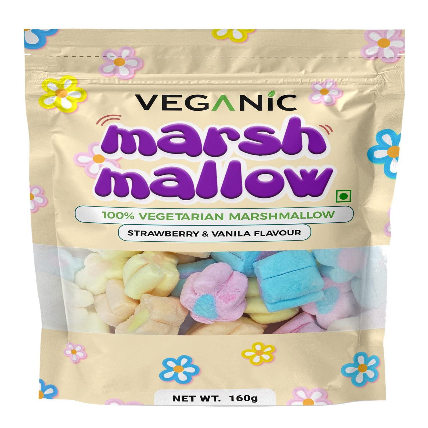 Veganic Veganic Marshmallows Pure Veg Pack Of 2 Twist & Flower Shaped Vegetarian Marshmallow Candy Soft And Tasty Candy Perfect For Kids Adults 160*2 gm