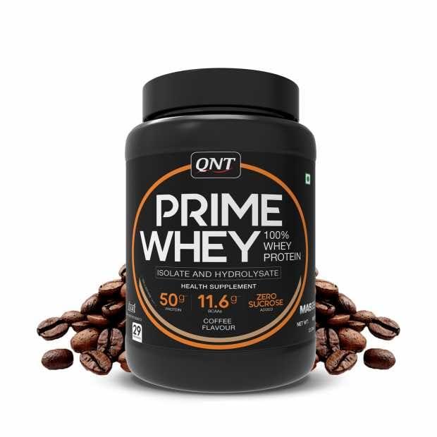 QNT QNT Prime Whey Protein Powder | Coffee, 1Kg | Triple Blend of Whey Protein Isolate, Concentrate & hydrolysate | 25g Whey Protein for Muscle Building | 5.8g BCAA for Muscle Recovery