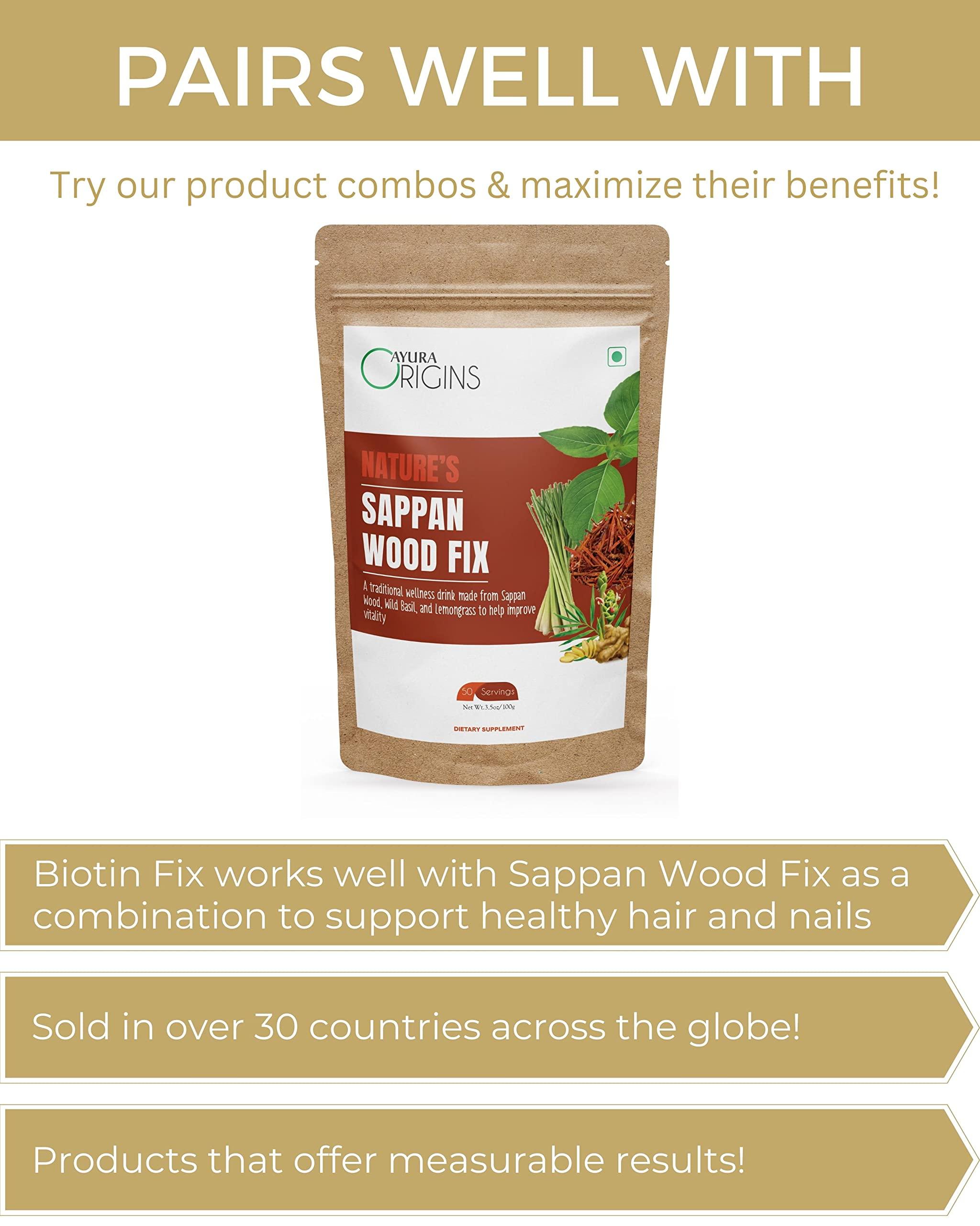 AYURA ORIGINS AYURA ORIGINS Nature\'s Plant Based Biotin Powder Fix Reduce Excessive Hairfall Promote Better Hair Health Vegetarian 100Gm 50 Servings