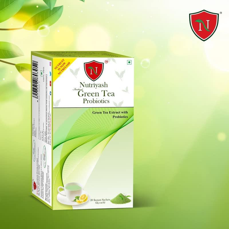 Nutriyash Nutriyash Probiotic Green Tea Lemon | 20 sachets, each sachet 2 grams, 100% Pure and Natural, Preservatives Free, Artificial Flavor Free, Sugar Free
