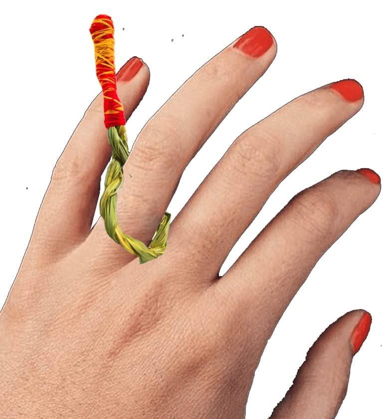 Awadh Kush Ring for Hindu Puja | Darbha Grass Ring | Kusha Ring |Natural Pavitra Kusha Grass Ring for Pooja |Havan Grass Ring | Halfa Grass Ring |Grown in Holy Land Ayodhya - Awadh- 5 Pcs
