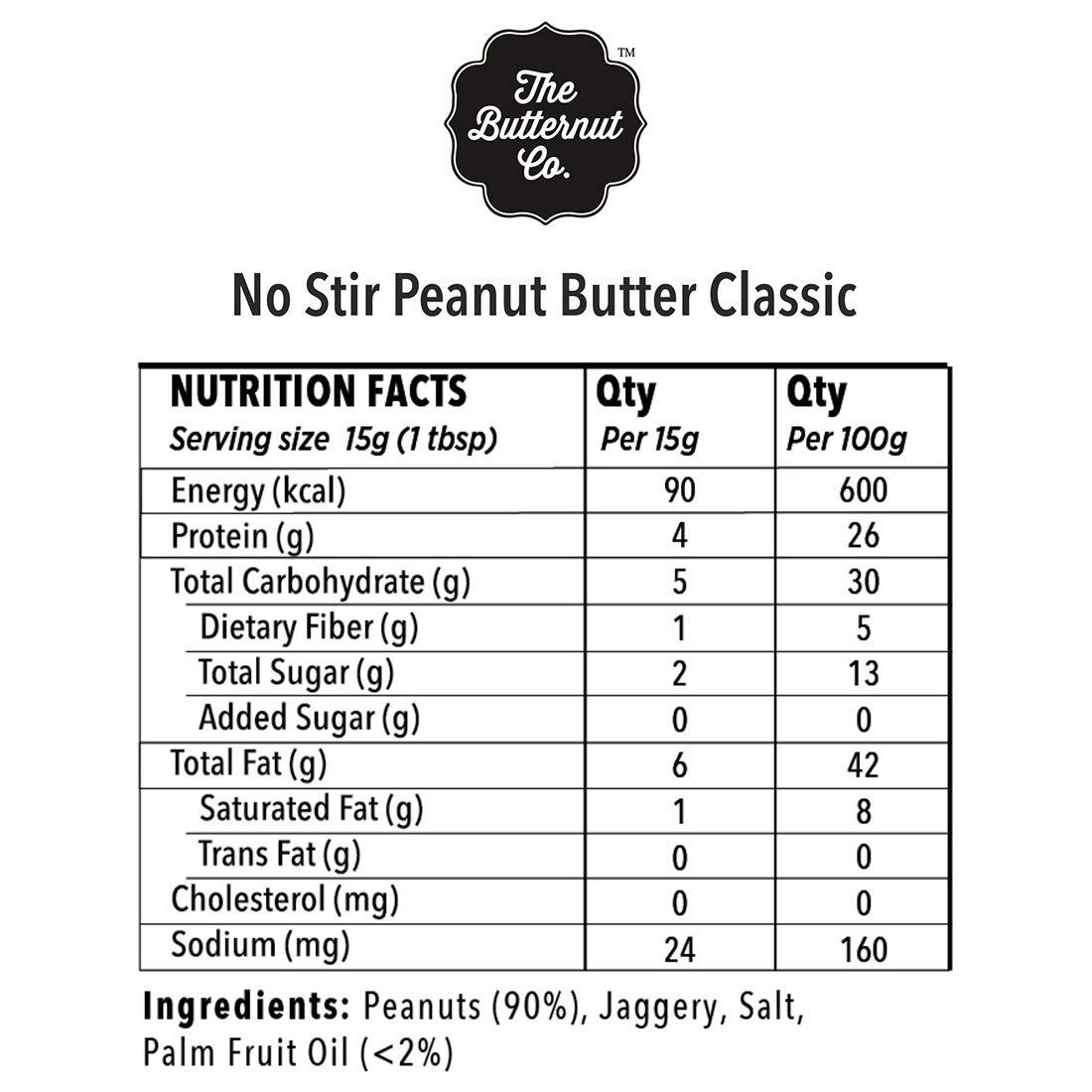 The Butternut Co. The Butternut Co. No stir Peanut Butter Classic (With Jaggery) Crunchy, 340 gm (No Added Sugar, Vegan, High Protein, Keto)