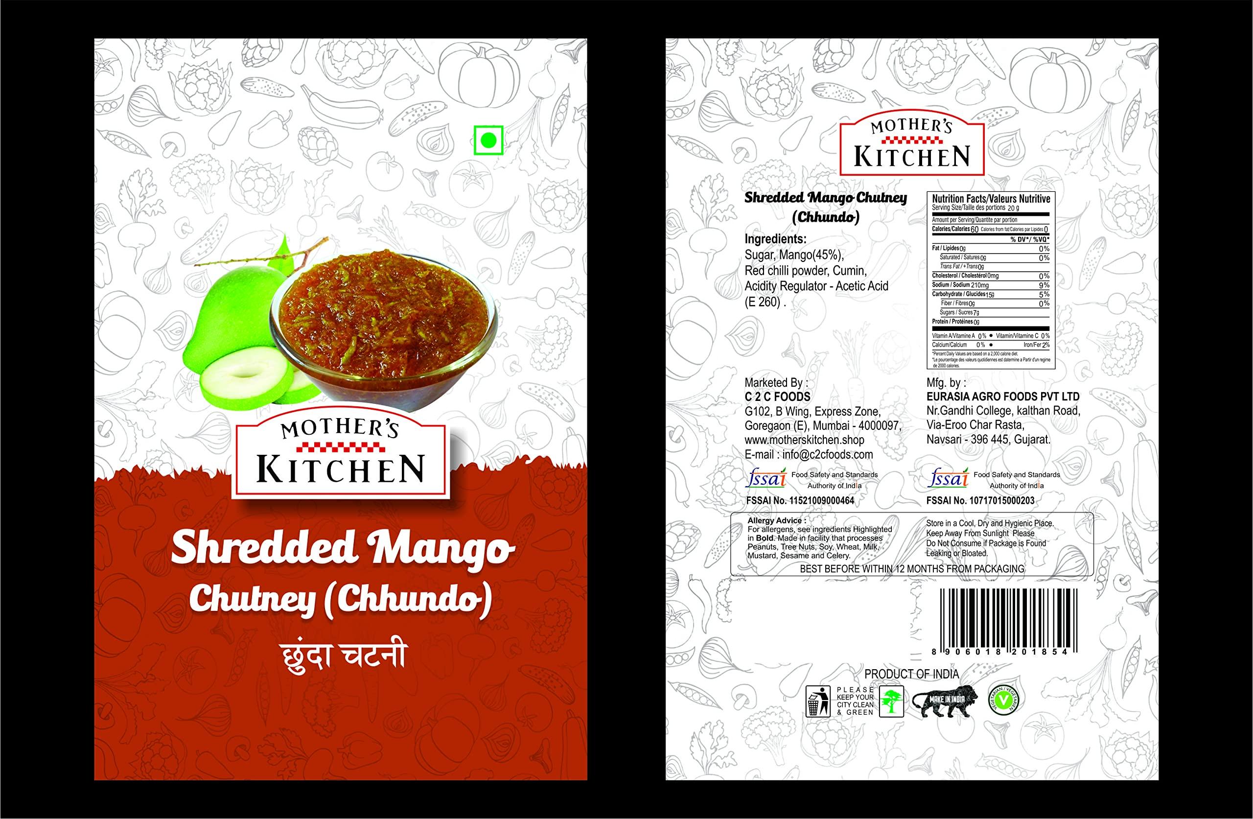 MOTHER'S KITCHEN Mothers Kitchen Shredded Mango Chutney Standi Pack Leak Proof Pouch, 180 g