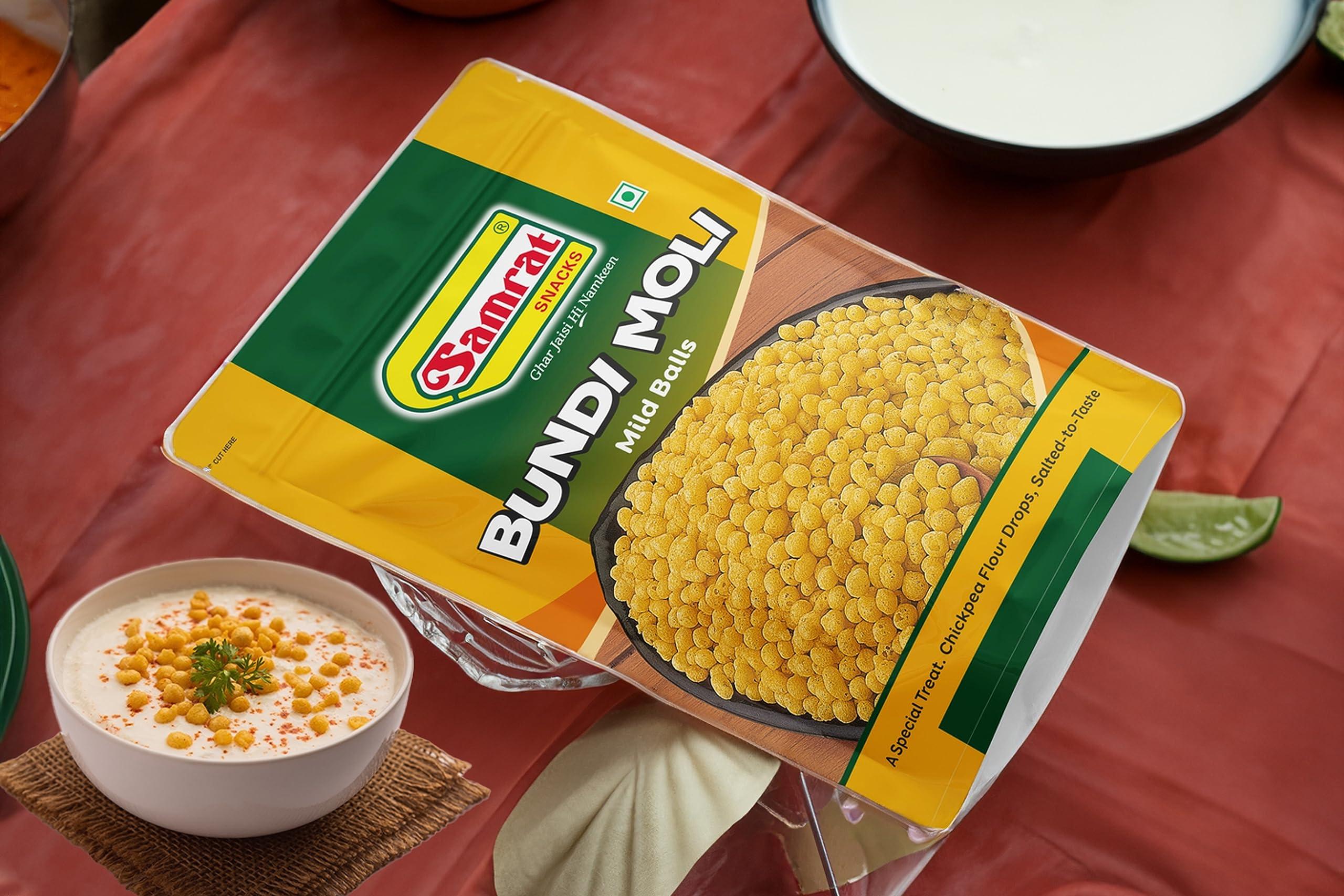 SAMRAT Samrat | Bundi Moli Mild Balls Magic of Crunchy & Crispy Namkeen for Chaat & Raita Snacks | Ghar Jaisi Hi Namkeen | (Pack of 2 (2 x 1.K.g))