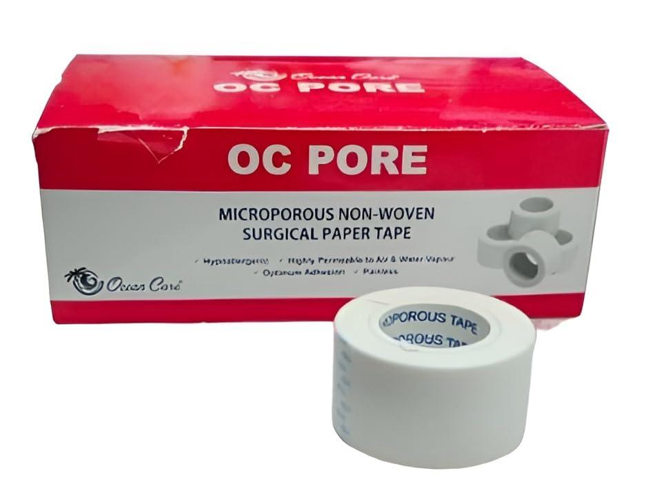 Ocean Care OC PORE Microporous Non-Woven Surgical Paper Tape | Pack of 1 | Size : (25 mm (1 inch) * 12 Rolls)