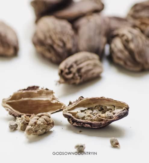 GODSOWNCOUNTRYIN GODSOWNCOUNTRYIN Organic Black Cardamom Pods - Cooking Spice Flavour Indian Badi Elaichi, Kali Elaichi, Minty Aromas, Spice Blend, Warming Mixture (150 grams)