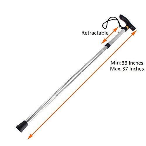 IKTU Iktu Automatic Magnetic Snap-Out Folding Crutch Walking Cane Folding Stick with Adjustable Length (33-37 Inch) (Silver)