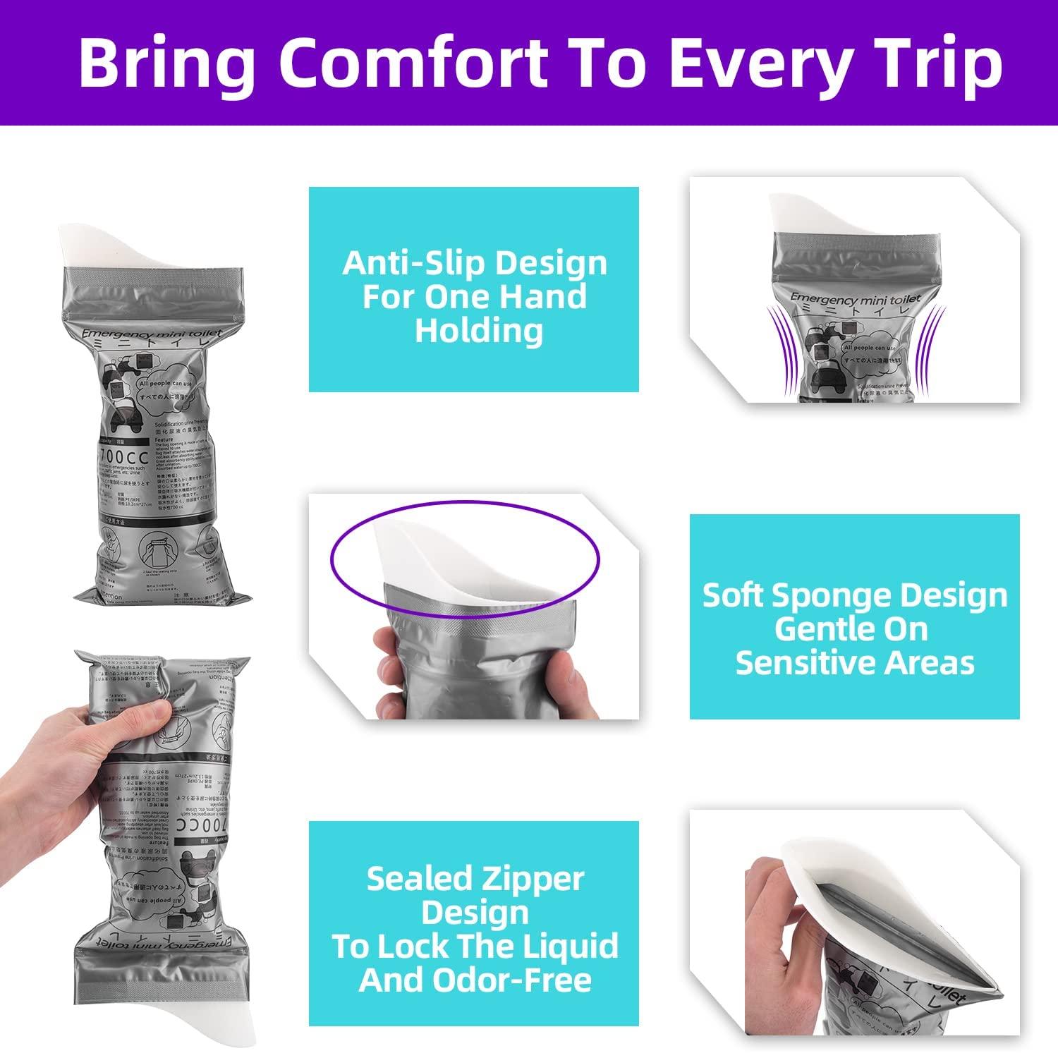 FEDORA FEDORA Disposable Urine Bags,Camping Pee Bags, Disposable Urinals Vomit Bags for Travel Urinal Toilet Traffic Jam Emergency Portable Toilet Bee Bag for Men Women Kids Patient (Grey) (8)