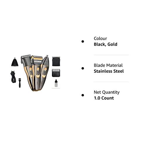 Not Applicable as it's under Generic Brand 3 in 1 Multipurpose Beard, Nose, Ear, hair trimmer & Shaver zero machine grooming kit for Men & Women (Gold, Black) Runtime: 60 min Trimmer for Men & Women