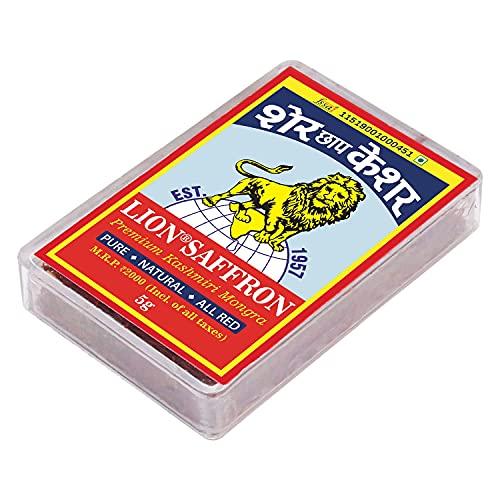 LION BRAND SAFFRON LION BRAND SAFFRON, 5g, Grade A+++ Kashmiri Mongra Saffron/Kesar for Pregnant Women, Biryani, Beauty, Cooking and Sweets (Pack of 1 (5gm))