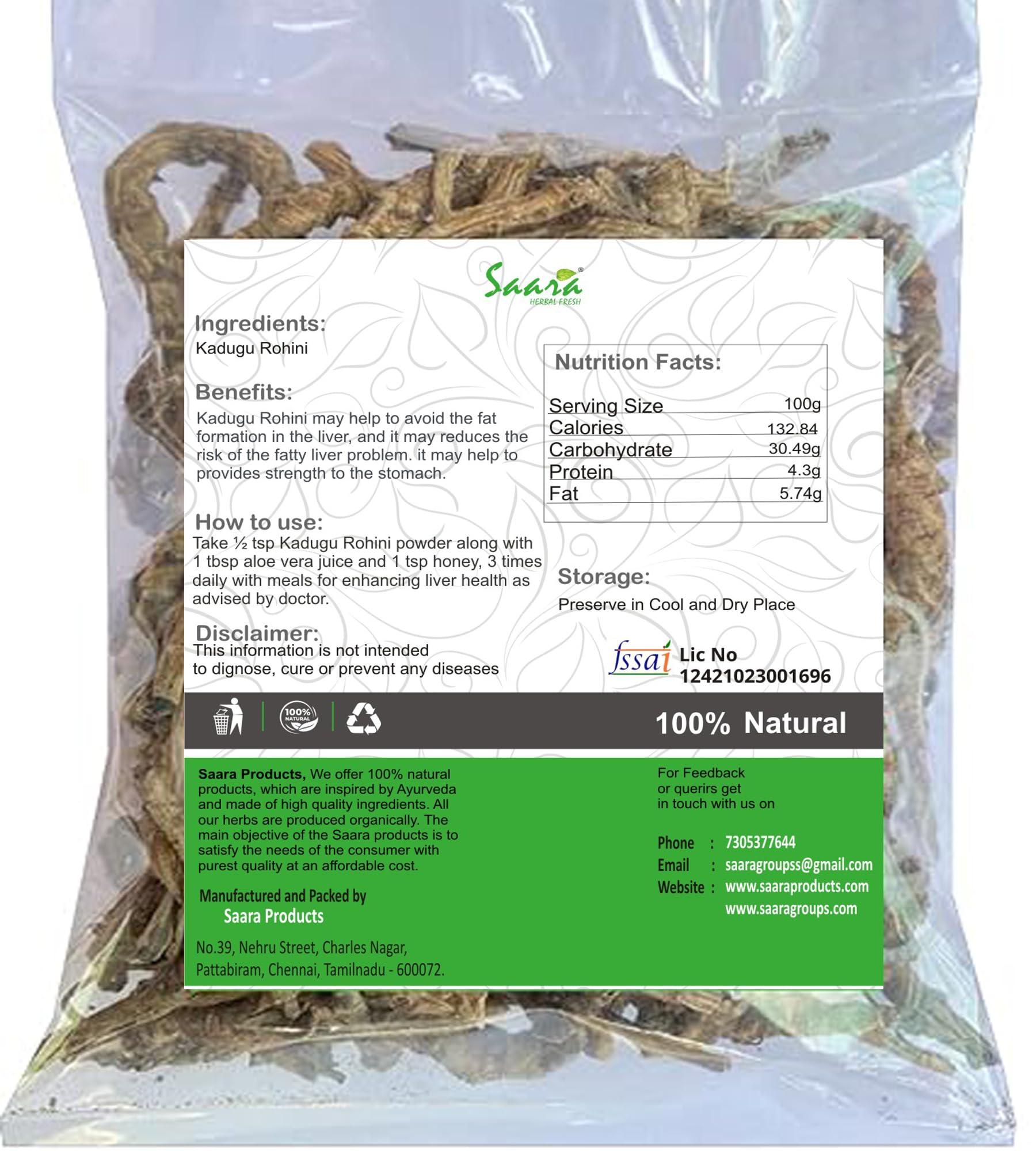 SAARA SAARA Kadugu Rohini | Kutki Root | Katuka Rohini | Picrorhiza Kurroa | Kuru | Katuka, 200g