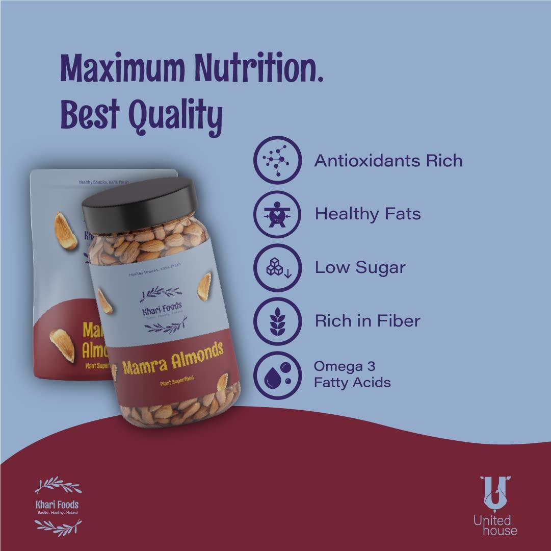 Khari Foods Khari Foods Premium Mamra Giri Almonds, Badam Dry Fruits, Healthy Snacks, High Oil Content, No Mixing / Adulteration (250)
