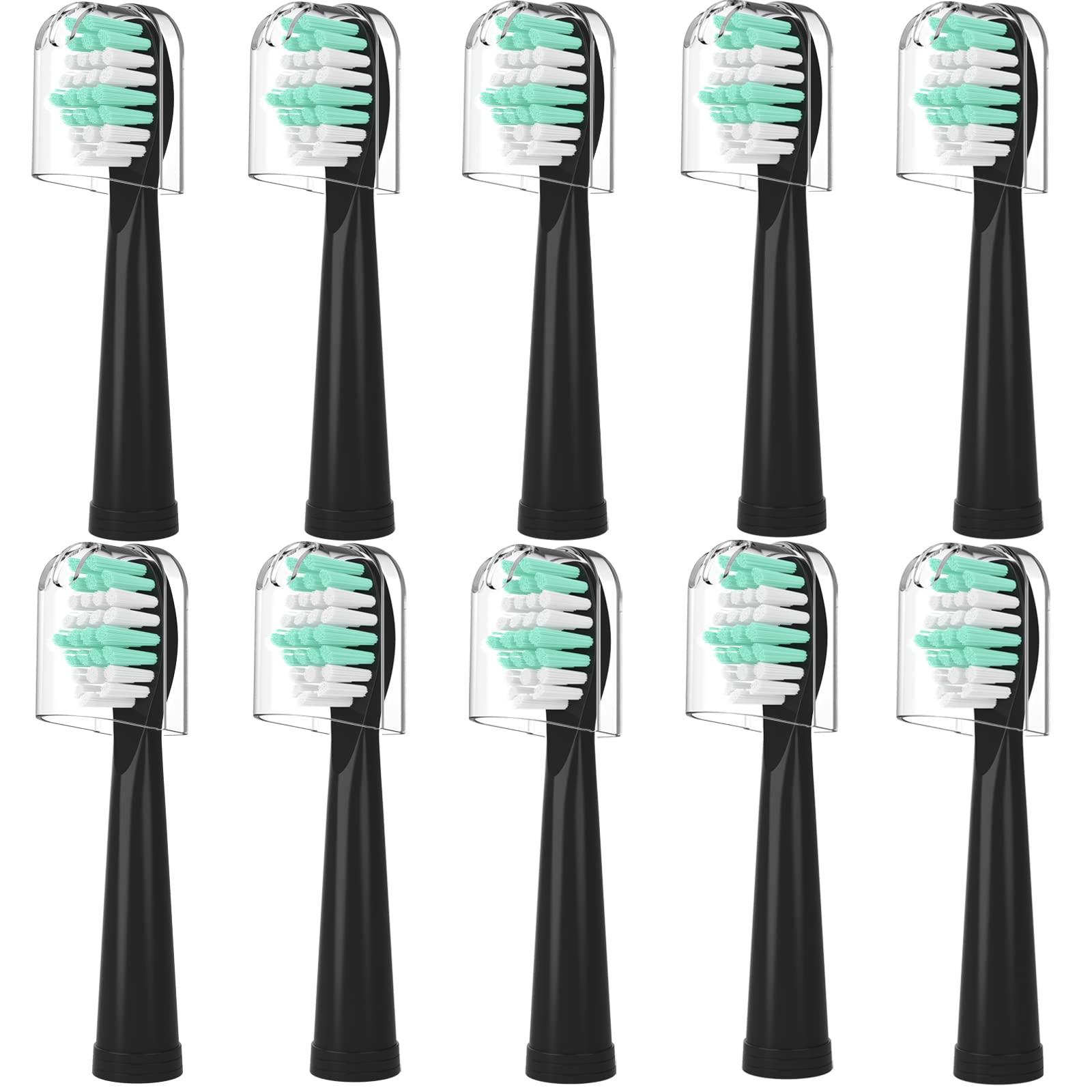 Senyum Senyum Electric Toothbrush Replacement Heads Compatible with Fairywill Toothbrush, 10 Pack Black