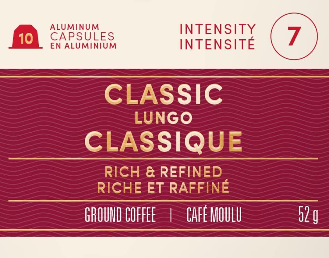 Generic Tim Hortons Classic Lungo Capsules, Intensity 7 Nespresso Original Line Compatible Capsules, 10 Count 52g (Imported)
