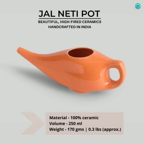 Core Asana Core Asana Ceramic Jal Neti Pot Non-Metallic and Lead Free Comfortable Grip Natural Treatment for Sinus Congestion, Yoga Neti Pot (Amber)