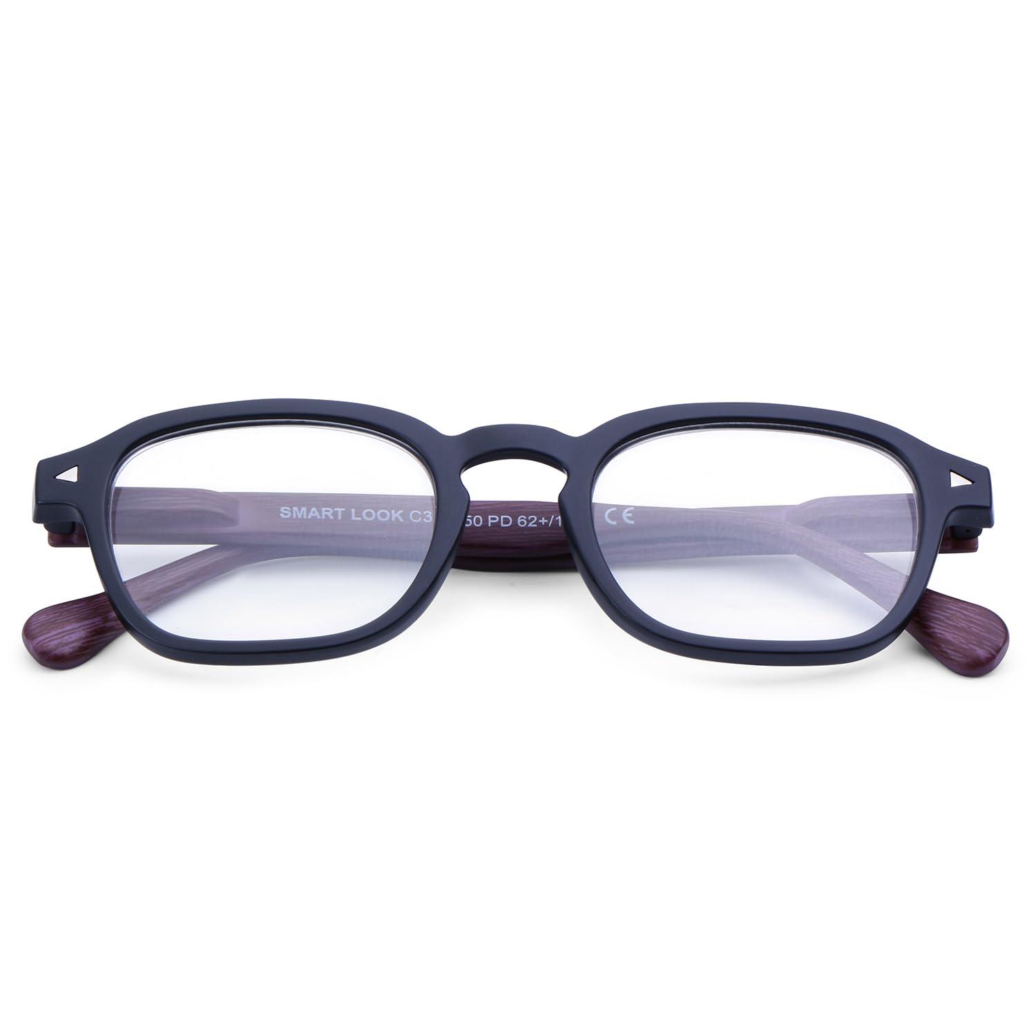 AEC AEC Profuse2 Unisex Reading Glasses +1.75 Power Full Rim Dual-Tone Plastic Frame BlueRazr Blue Light Blocking Lenses Single & Multi-Focus Vision With Soft Sleeve Case for Men & Women (CharcoalBurby)