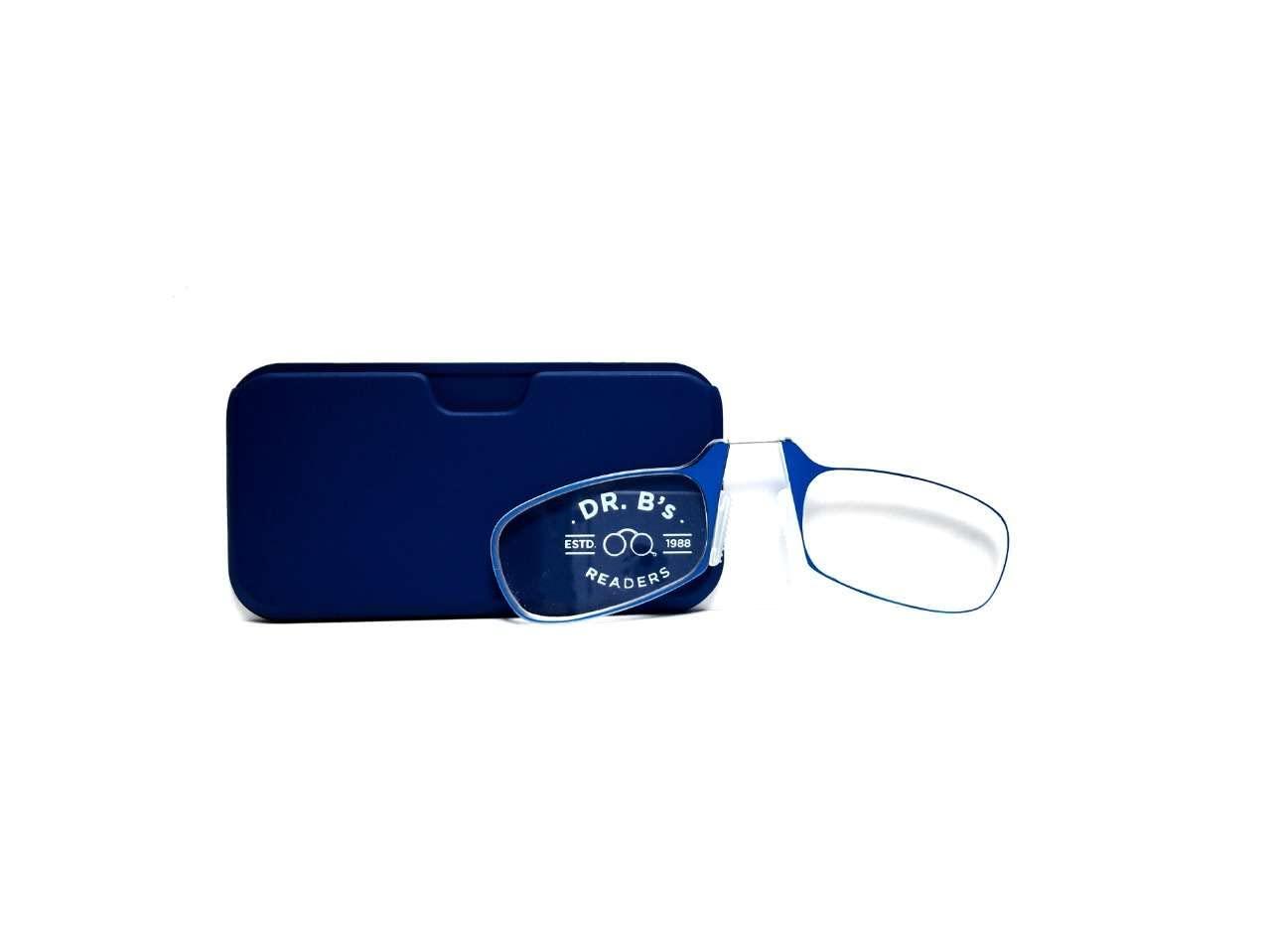 DR. B\'s Readers DR. B\'s Readers Nose Resting Reading Glasses Protection from Screen Glare | Reduce Eye Strain & Fatigue Oval Eyeglasses Lightweight Frame with Pod Case for Men & Women (Blue + 2.00)