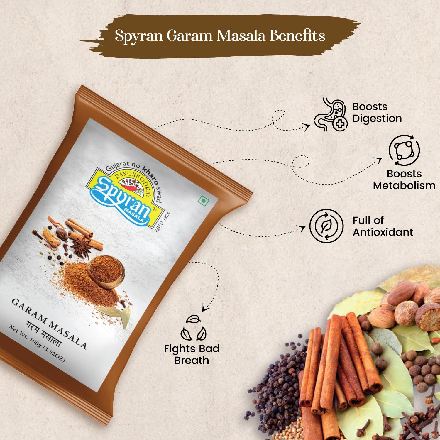 Spyran Spyran Garam Masala | No Onion & Garlic, No Salt | Blended Spice for Authentic Taste and Colour (500g)