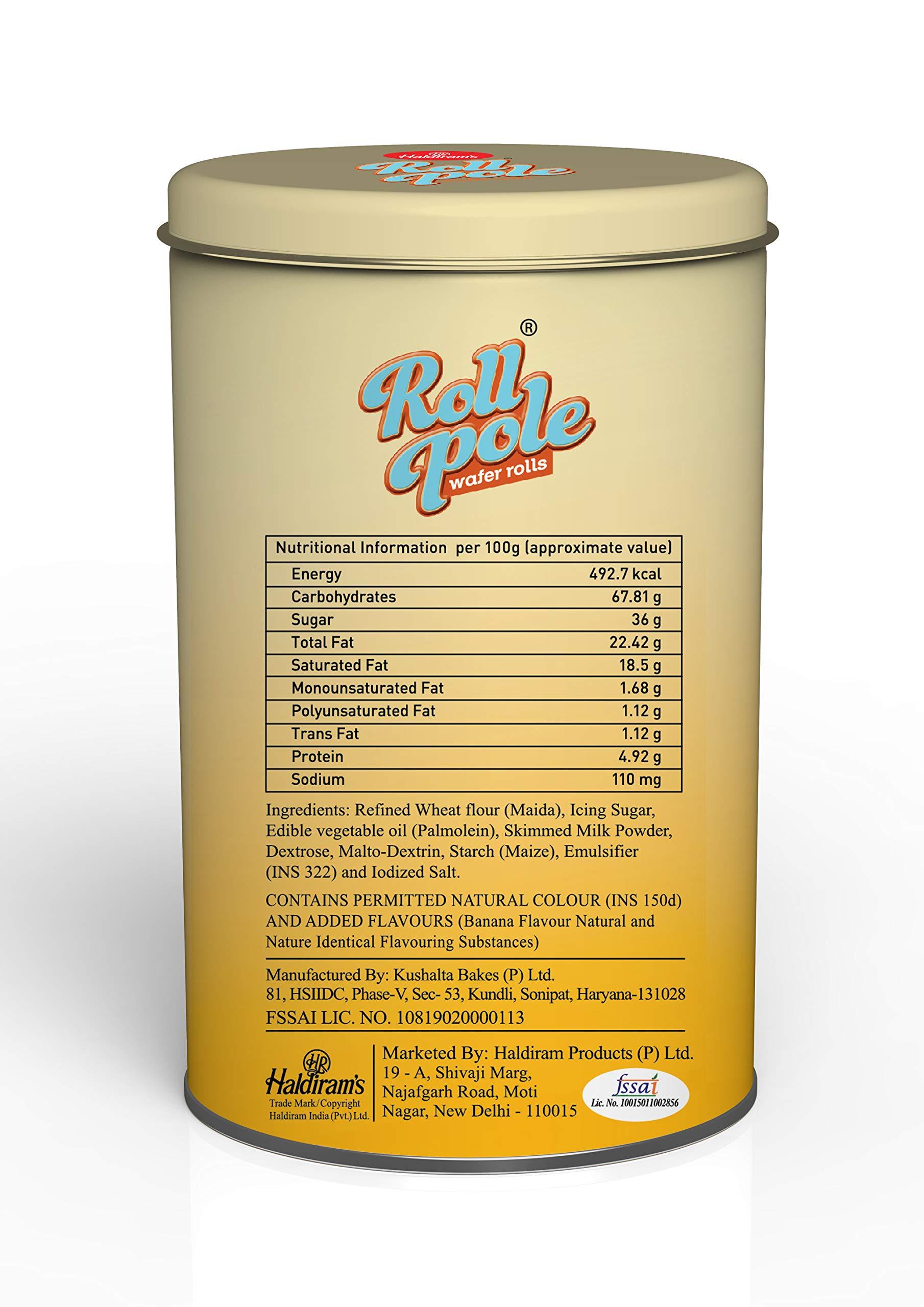 Haldiram's Haldiram\'s Roll Pole Salted Banana Caramel 150gm | Wafer Roll Sticks | Smooth Crunchy Snacks | Crackers | Sweet Treats for Kids | Rich and Creamy | Ready to Eat Snacks | Sweet Dessert