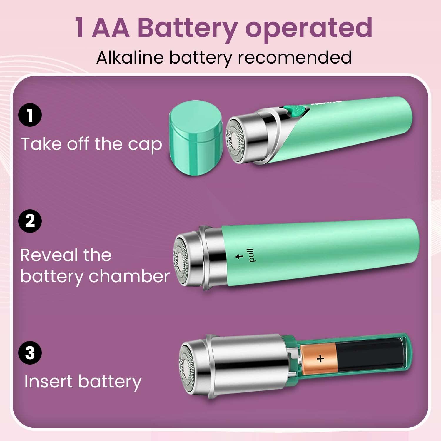 AGARO AGARO Facial Hair Remover MHR100 for Women, Flawless Electric Painless Hair Remover with 3D Floating Head, Precision Smooth Finish for Upper Lip, Chin & Cheeks, Eyebrow, Ideal for On-the-Go, Green