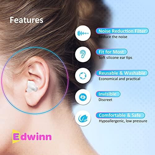 EDWINN EDWINN High Fidelity Earplugs - Invisible Hearing Protection Ear Plugs for Concerts, Musicians, Motorcycles, Work, Airplanes - Reusable Noise Reduction Ear Plugs for Noise Sensitivity Conditions