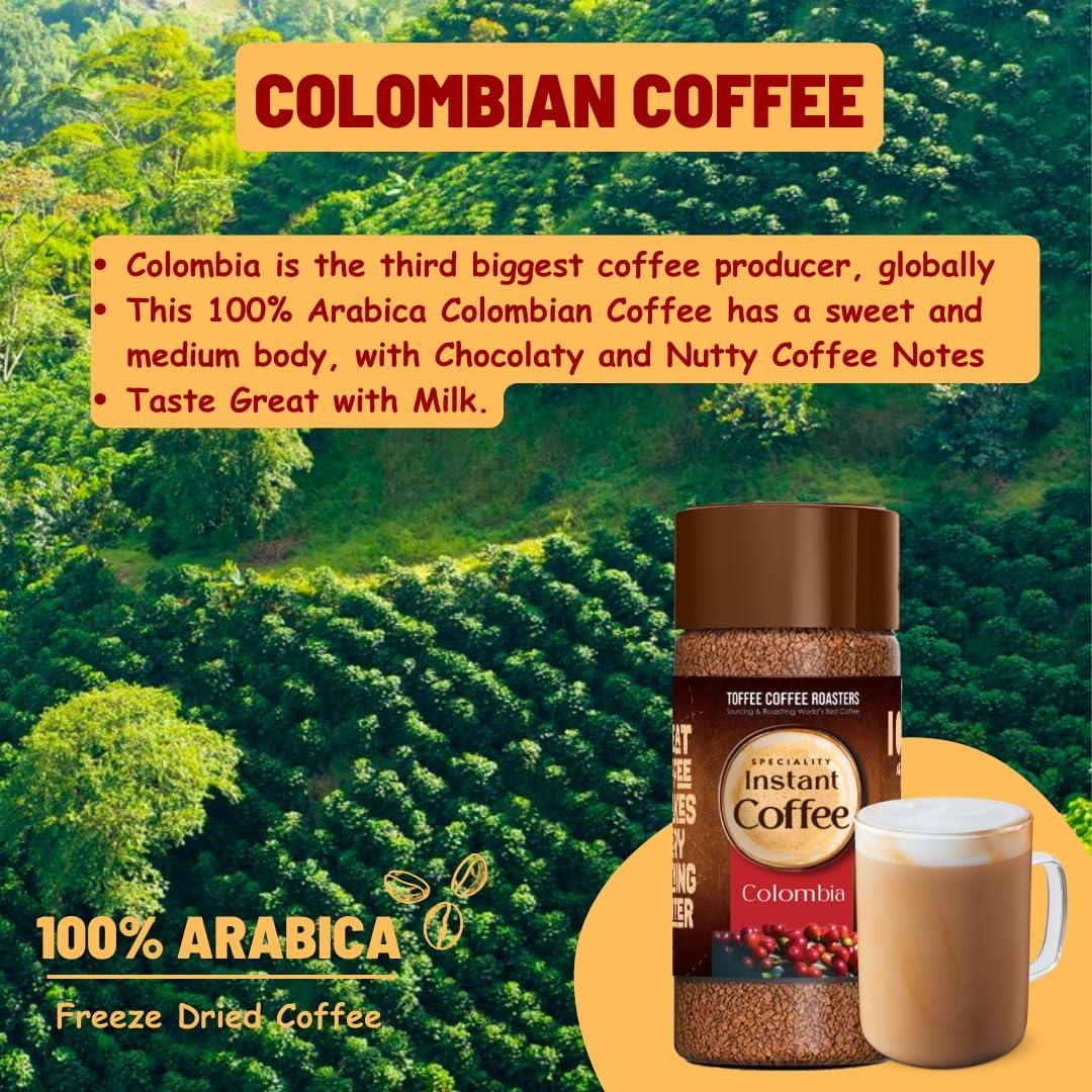 Toffee Coffee Roasters Toffee Coffee Roasters | Colombia Speciality Instant Coffee| As Seen On Shark Tank | 100 gm | 100% Arabica | Ready in Seconds | Microground Technology | Makes 50 Cups