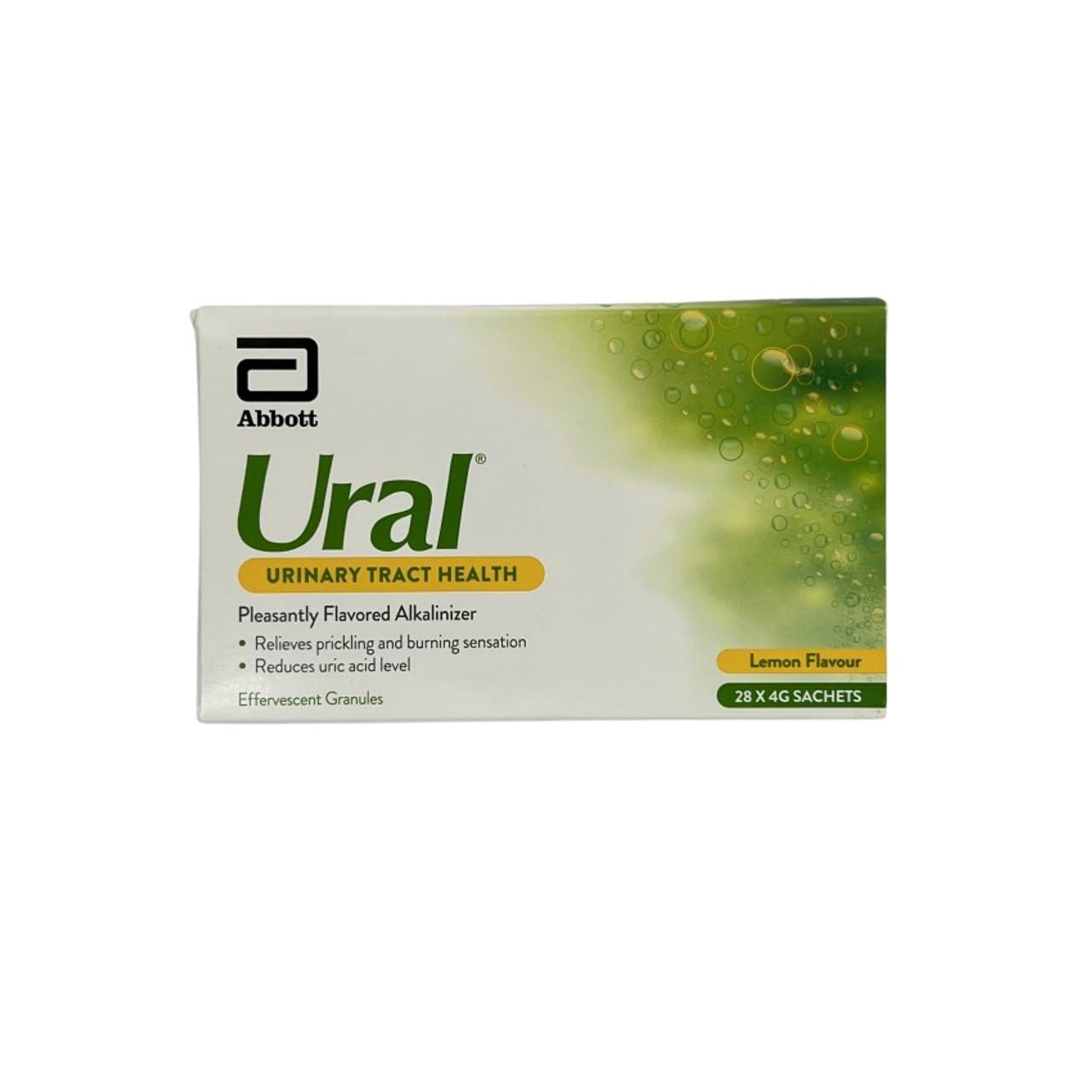 Montalin Ural Effervescent Powder for Relief of Painful Burning Symptoms of Urinary Tract (28 x 4gm Sachets) Lemon Flavour