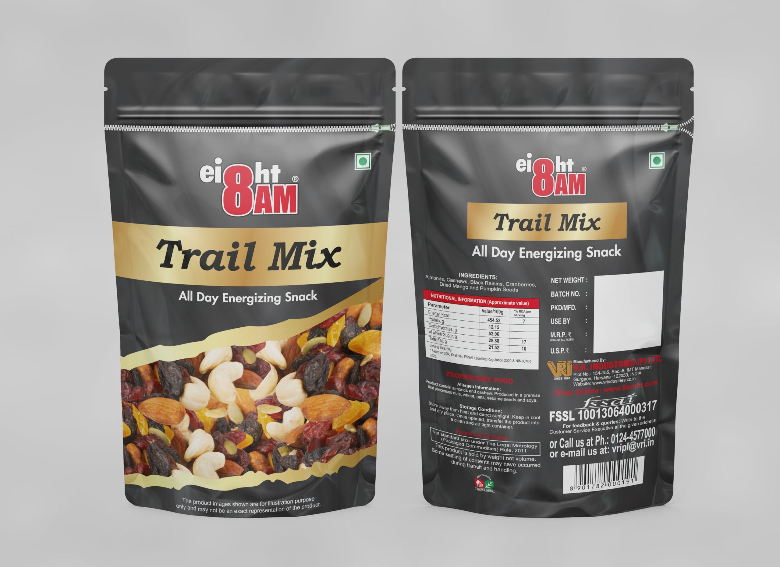 8AM 8AM Trail Mix Dry Fruits & Nuts, 200g(Pack of 2) | Made with Nutritious Ingredient Cranberries, Roasted Cashew, Almonds, Raisin, Pumpkin Seeds | Healthy and Tasty Snack, Rich in Zinc, Potassium, Iron