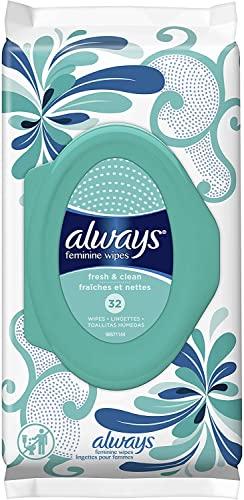 Always Always Feminine Wipes, Fresh & Clean, 32 Wipes (Pack of 2)