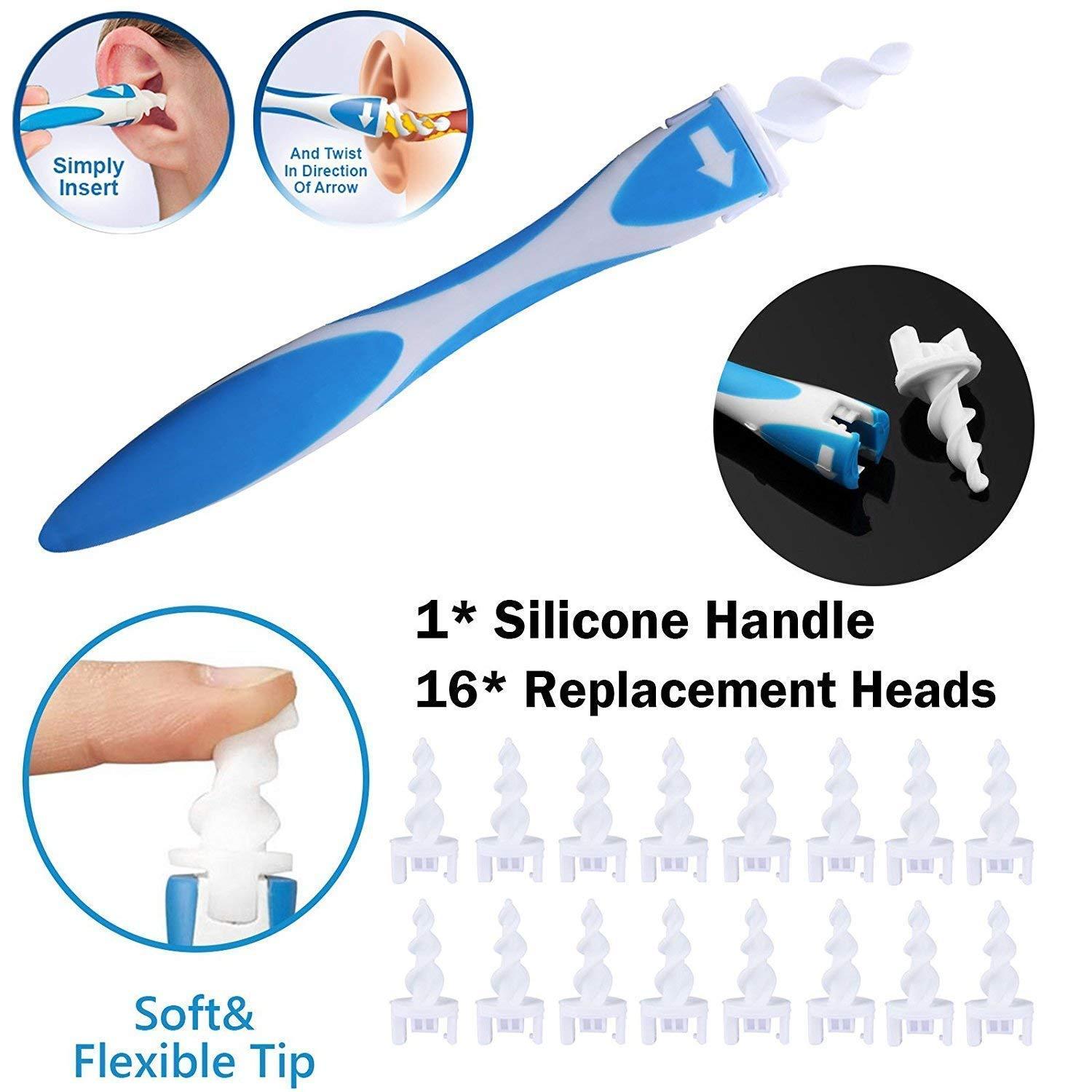 Glenoxzone GLENOXZONE Electric Plastic Ear Wax Vac Remover Kit And Ear Cleaner Smart Swab Easy Earwax Removal with 16 Disposable Soft Tips Ear Wax Cleaner (Smart swab)