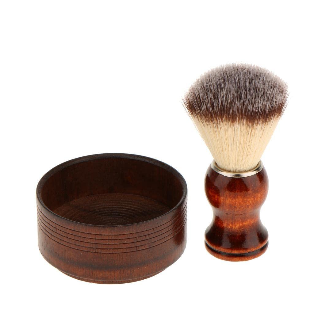 VMS INDIA VMS INDIA Wood Men\'s Bristle Shaving Brush Shave Mug Bowl Barber Beard Soap Cup Set