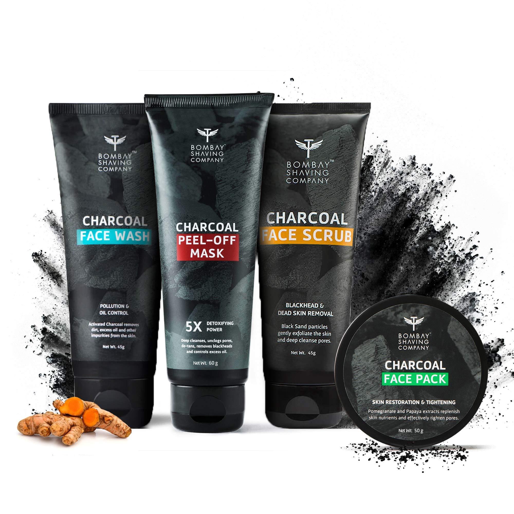 Bombay Shaving Company Bombay Shaving Company Premium Shaving Kit for Men | Pre shave scrub, Shaving Cream, Post Shave Balm, Charcoal Soap, Towel, Shaving Kit Bag | Made in India & Activated Charcoal Facial Kit