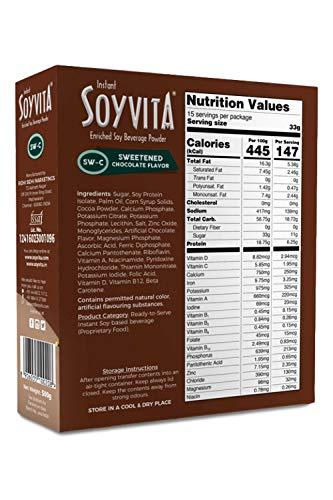 Soyvita SOYVITA - SWEETENED CHOCOLATE | LACTOSE FREE | VEGAN | ENRICHED SOY BEVERAGE POWDER | Serves-15 (500 Gms)
