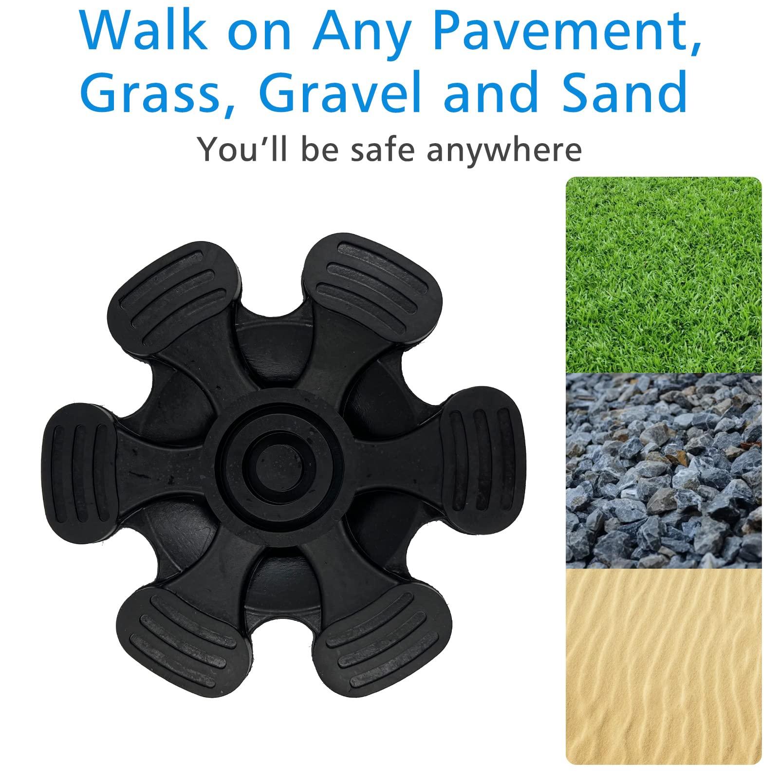 XSL XSL Cane Tip - 3/4 Inch Replacement - Heavy Duty Rubbers Self Standing 6 Support Feets Base Replacement Walking Canes, Walking Sticks, Folding Canes - 6 Prong Rubber Cane Foot Pad (Black)