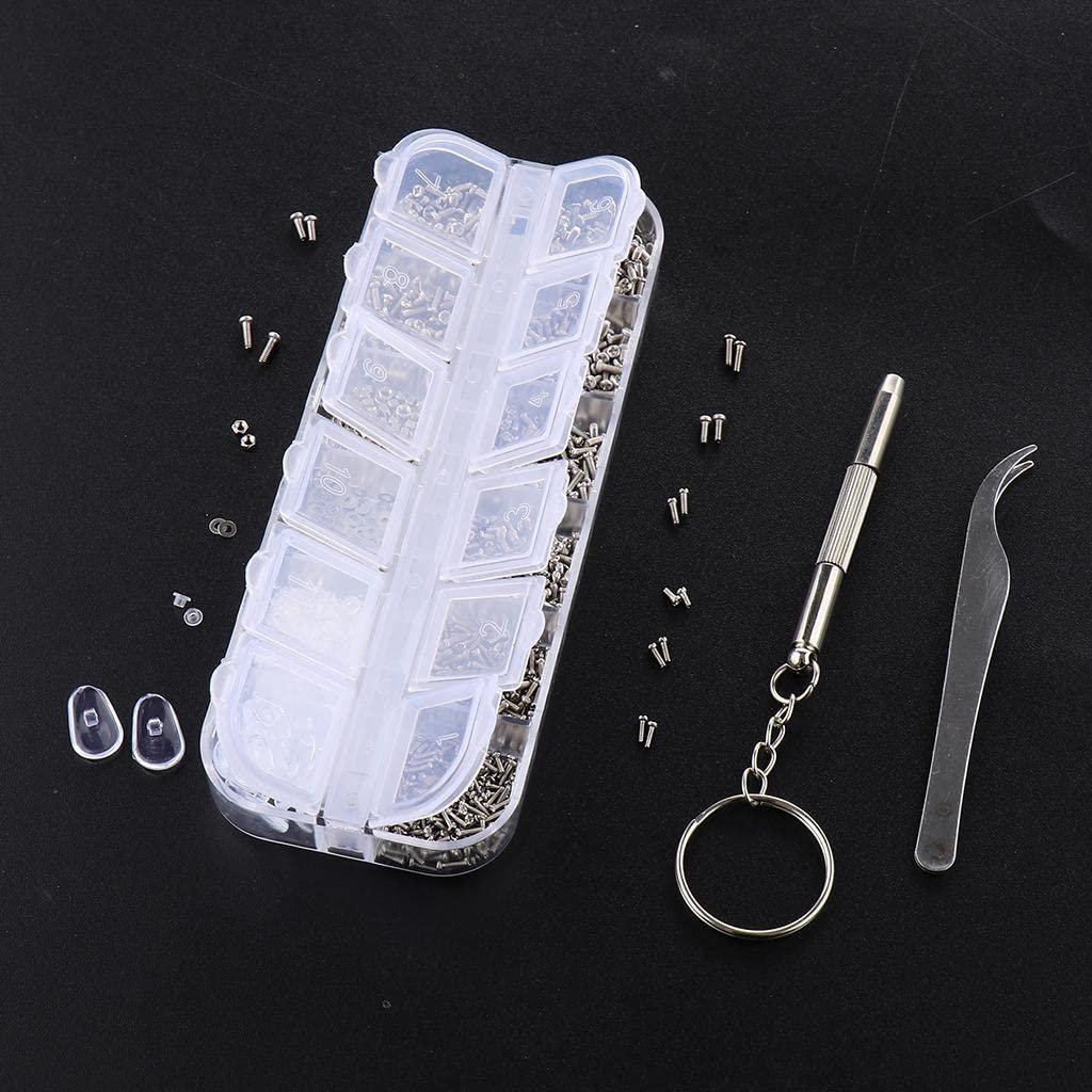 JAZZY PEARLS JAZZY PEARLS 1 Box Eyeglass Sun Glasses Screw Nut Nose Pad Screwdriver Repair Tool Assorted Kit