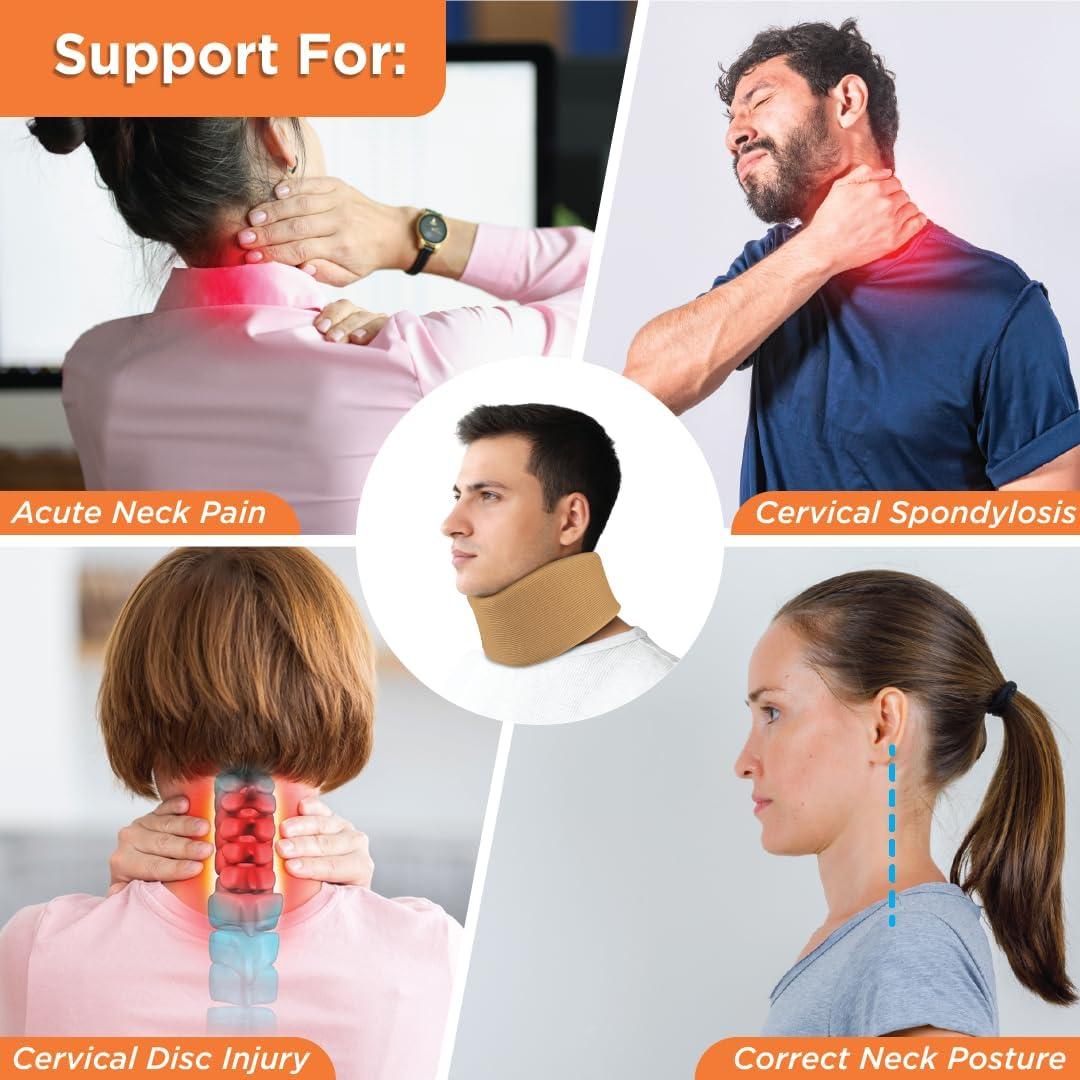 Dclub DClub Soft Cervical Collar Adjustable Neck Brace With Extra Support Relieves Pain & Pressure in Spine. (MEDIUM)